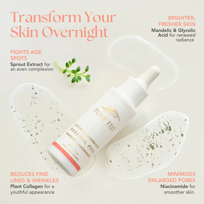 Pure Fiji Glycolic Overnight Renewal Peel with Mandelic + Niacinamide (50ml)